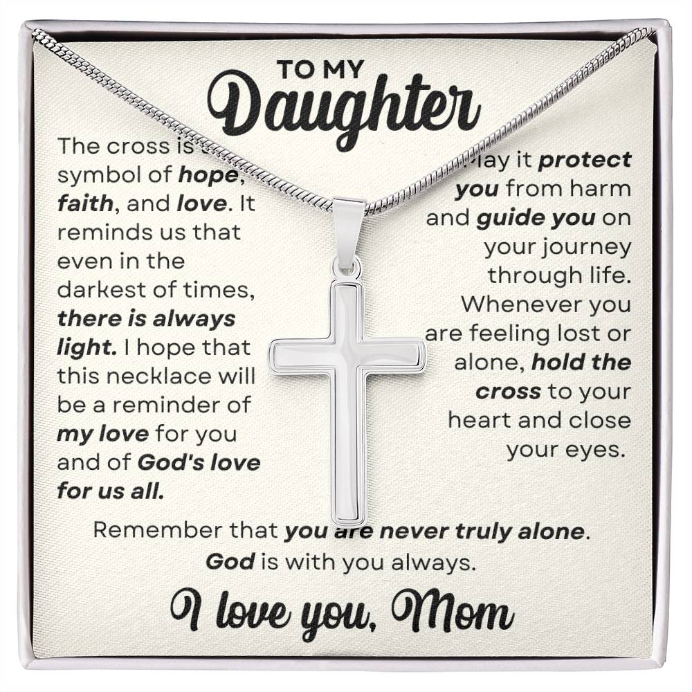 To My Daughter - Faithful Guardian Cross Necklace Card™