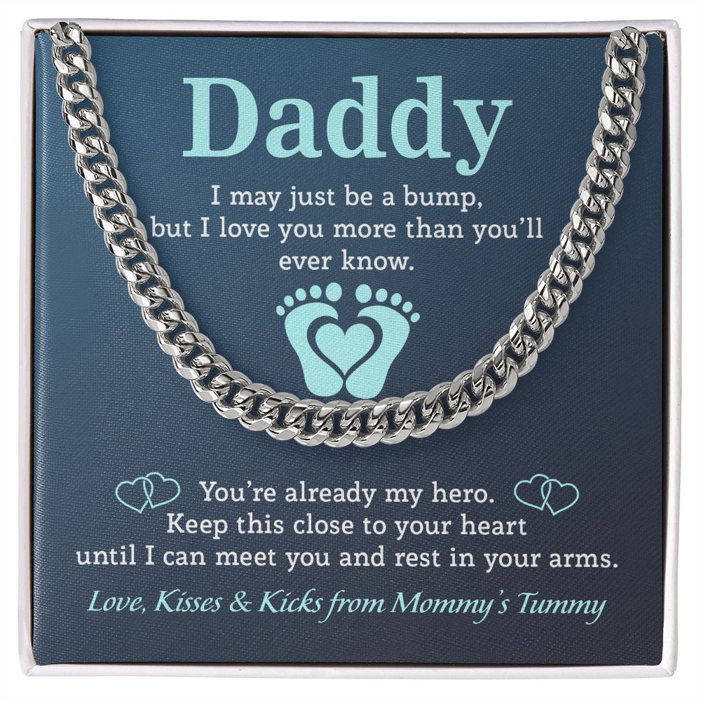 FD - Daddy - Love, Kisses & Kicks from Mommy's Tummy - OREO Cuban Link Chain + Extension™