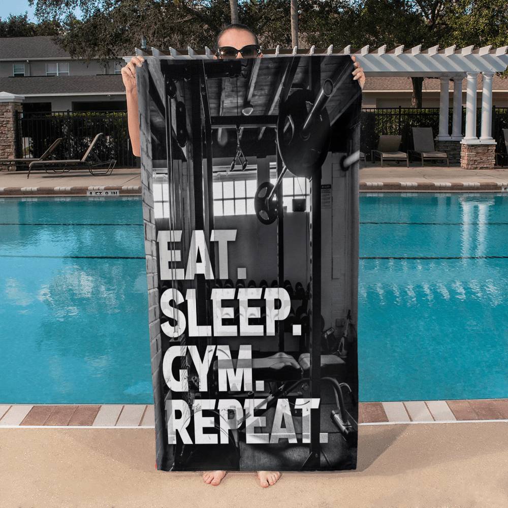 Eat.Sleep.Gym.Repeat - Serenity Bath Towel™