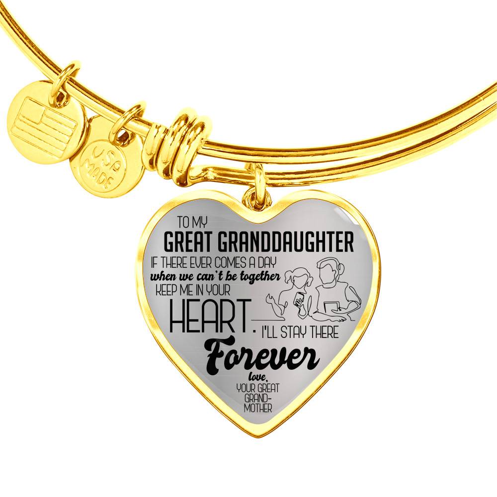 Great Granddaughter - Heart Forever - Gold Pendant Bangle