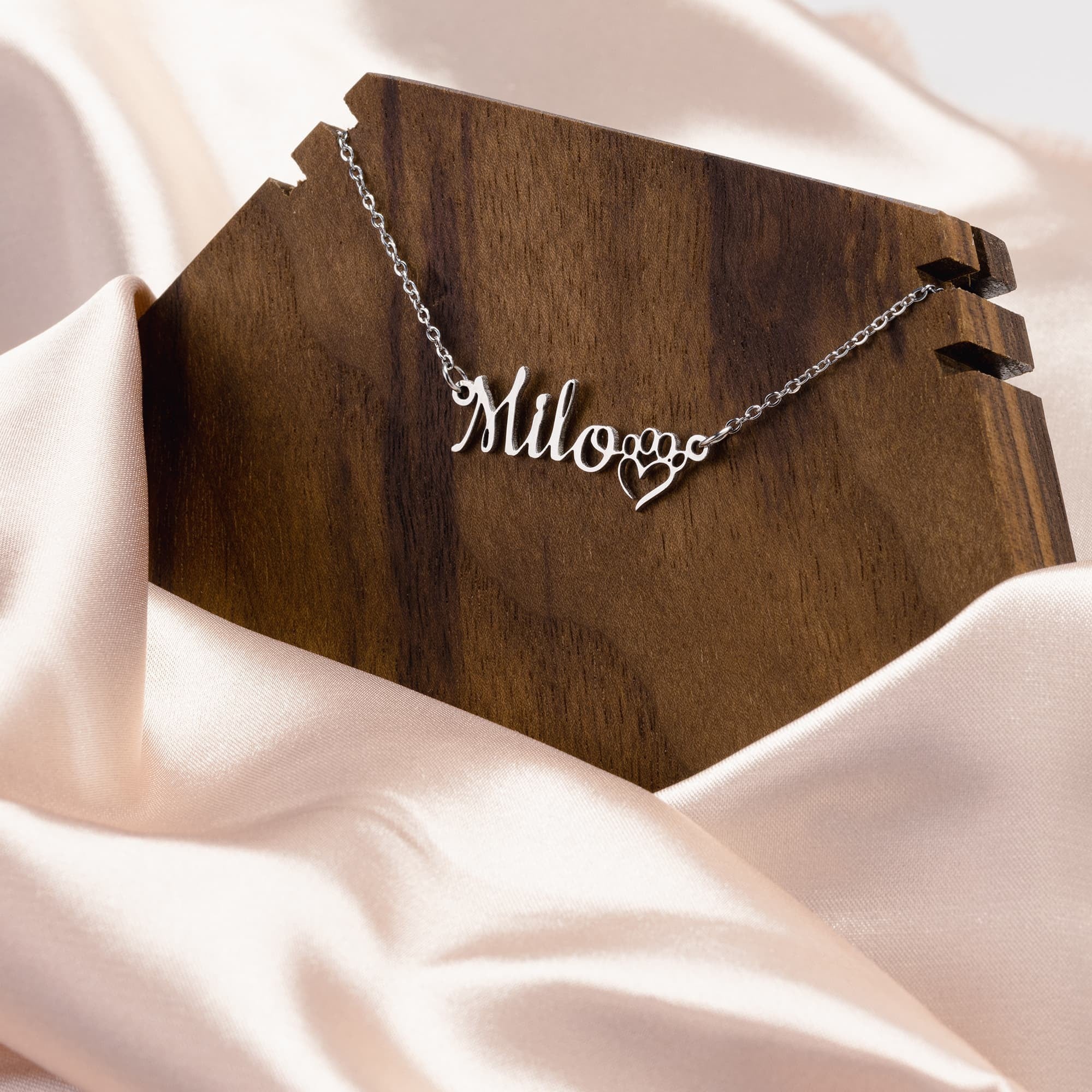Gift For Daughter - PawPrint Memories Personalized Name - Necklace