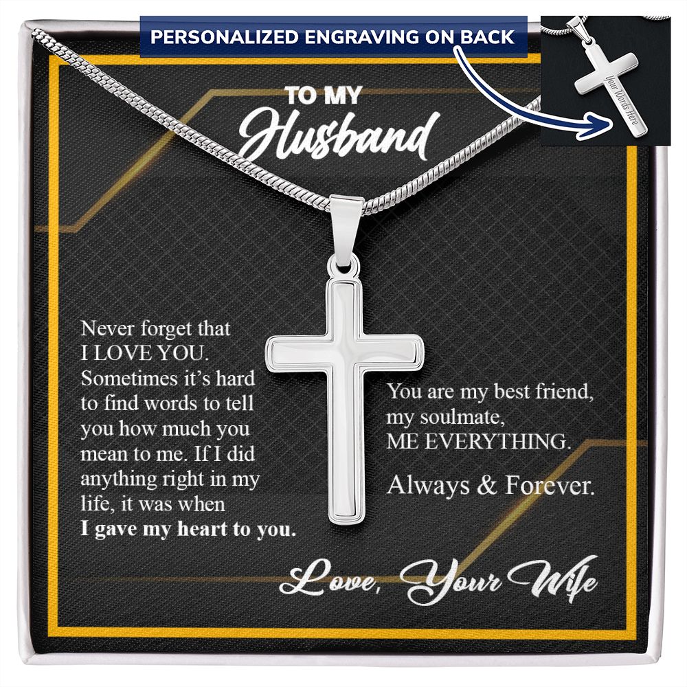 My Husband - King Personalized Cross Necklace