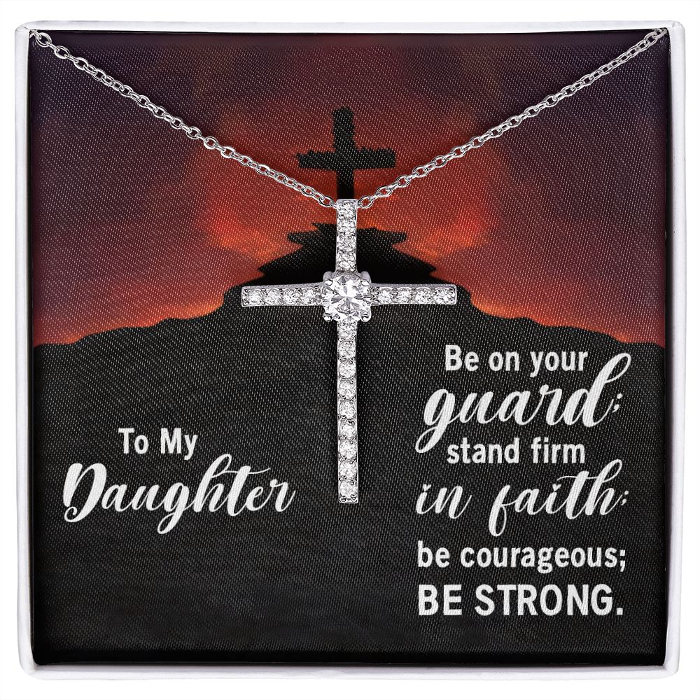 Daughter - Courageous - Cross Necklace