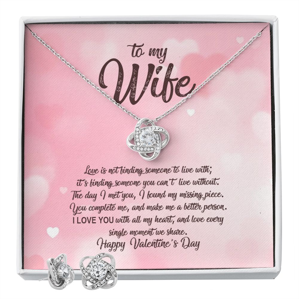 My Wife - Valentines - Love Knot Earring & Necklace SET