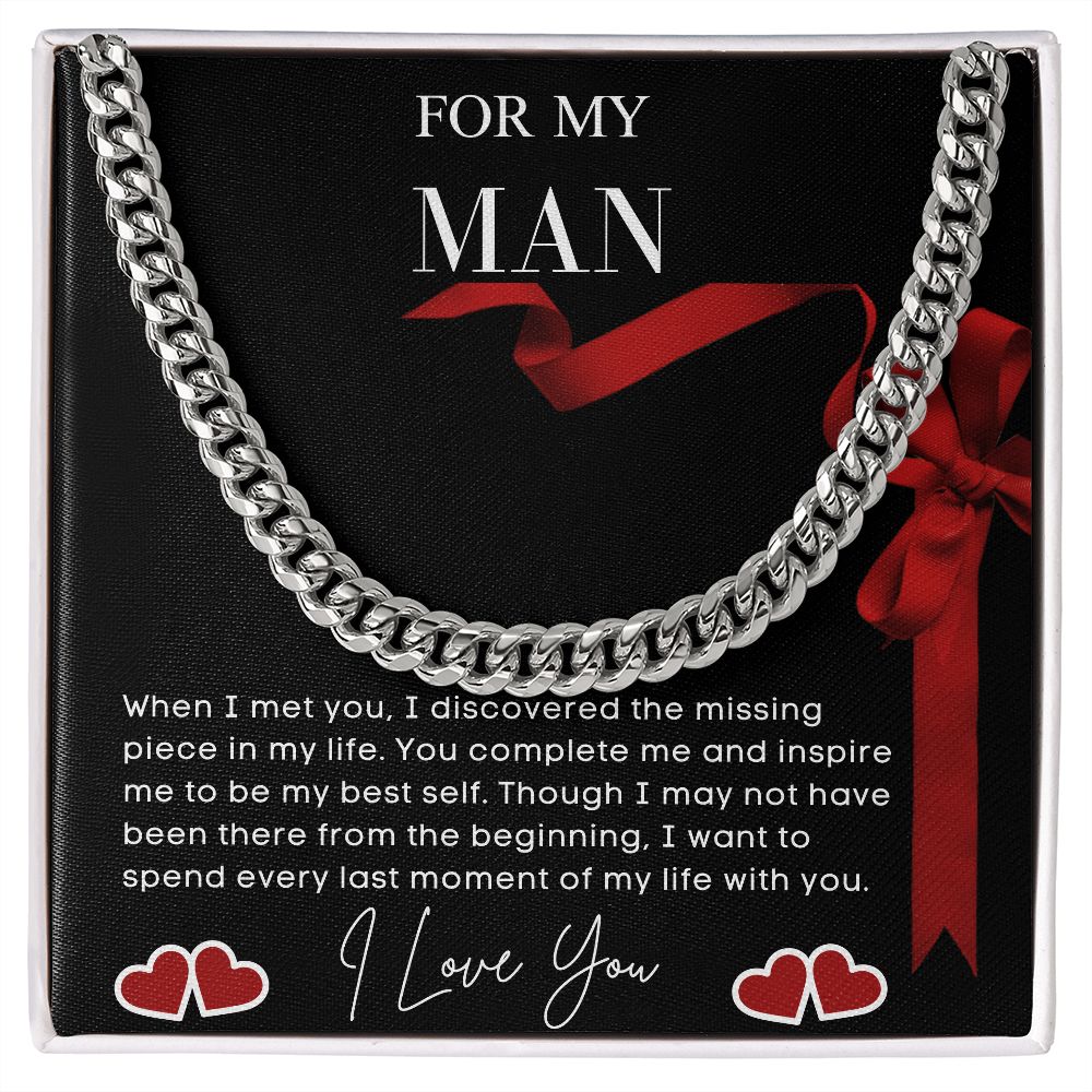 To My Man - Husband - Luxury Cuban Link Chain (Oreo + Lux Box + Length Extension)