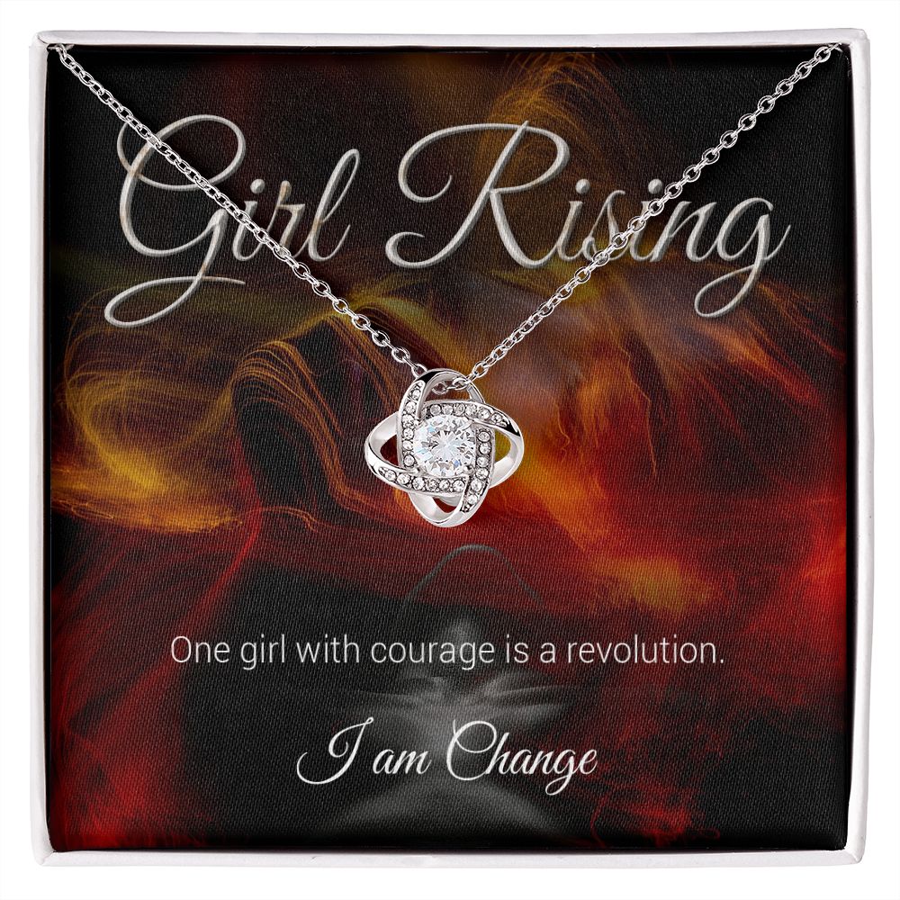 Gift For Daughter - Girl Rising - Premium Love Knot Necklace